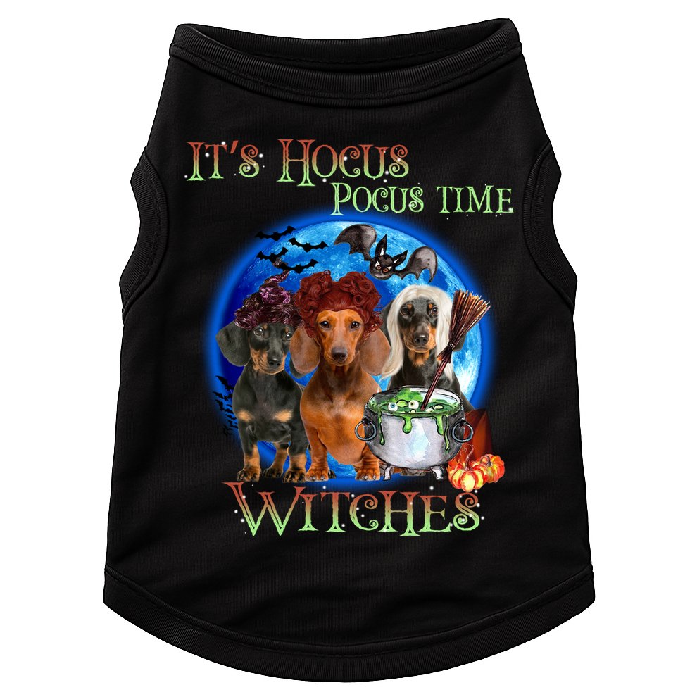 It's Hocus Pocus Time Witches Dachshund Halloween Design Doggie Tank