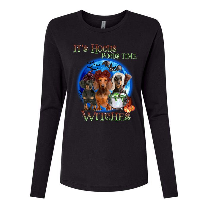 It's Hocus Pocus Time Witches Dachshund Halloween Design Womens Cotton Relaxed Long Sleeve T-Shirt