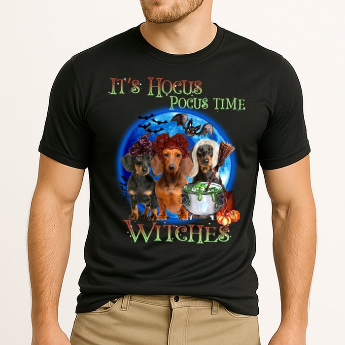 It's Hocus Pocus Time Witches Dachshund Halloween Design Cooling Performance Crew T-Shirt