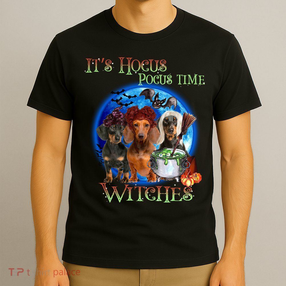 It's Hocus Pocus Time Witches Dachshund Halloween Design T-Shirt