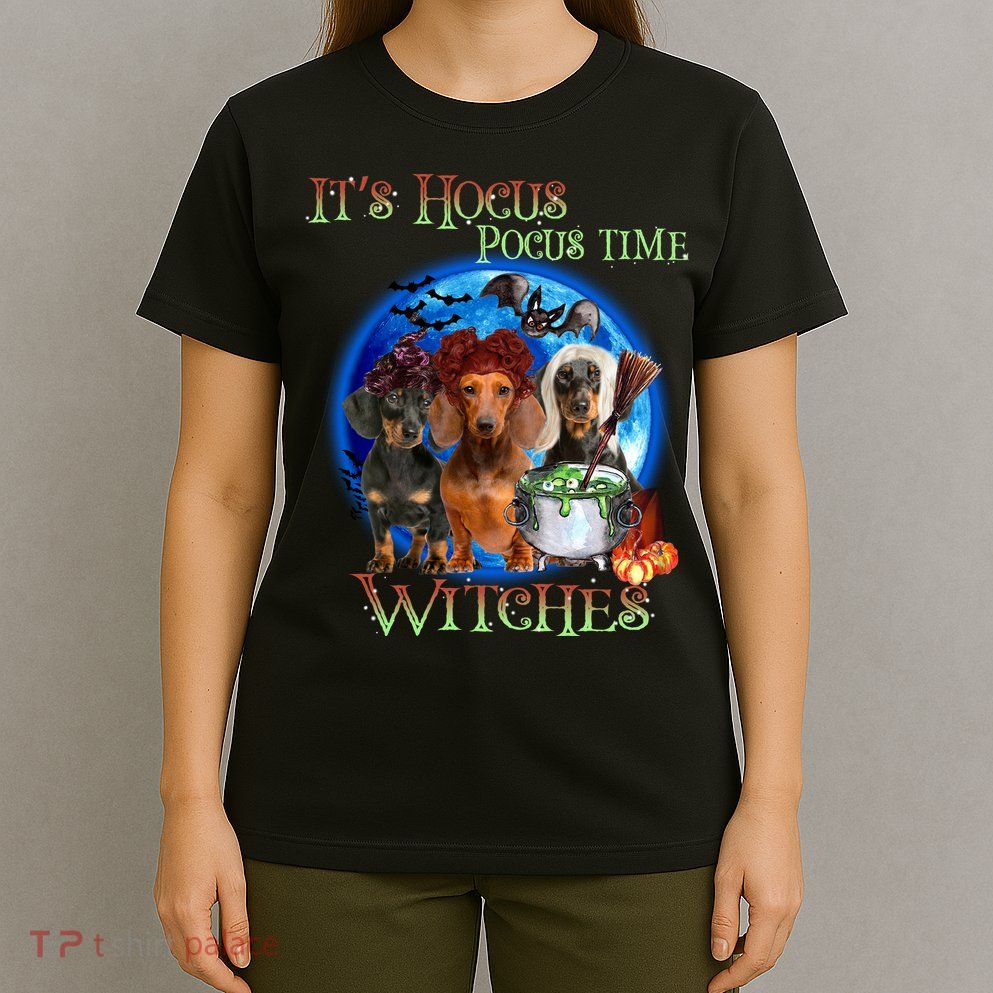 It's Hocus Pocus Time Witches Dachshund Halloween Design T-Shirt
