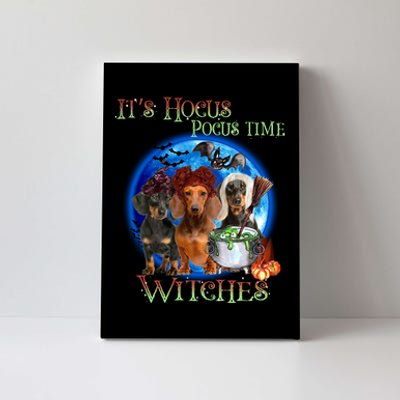 It's Hocus Pocus Time Witches Dachshund Halloween Design Canvas