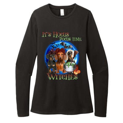 It's Hocus Pocus Time Witches Dachshund Halloween Design Womens CVC Long Sleeve Shirt