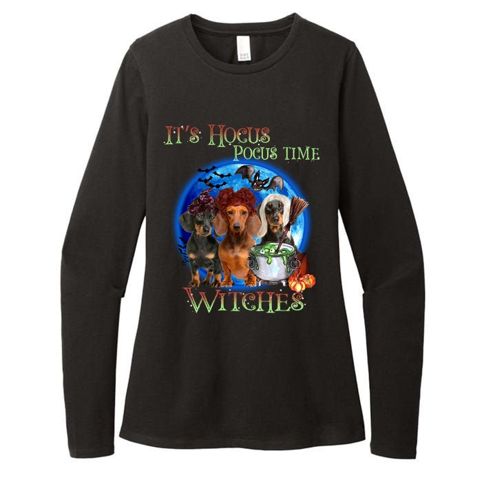 It's Hocus Pocus Time Witches Dachshund Halloween Design Womens CVC Long Sleeve Shirt