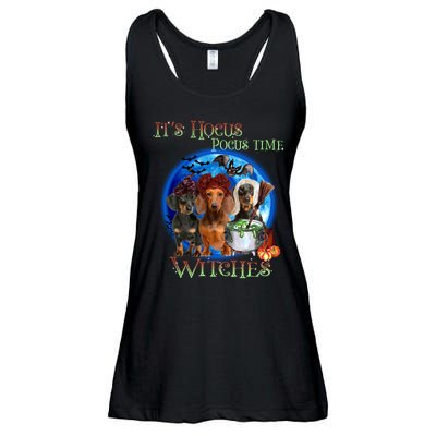 It's Hocus Pocus Time Witches Dachshund Halloween Design Ladies Essential Flowy Tank