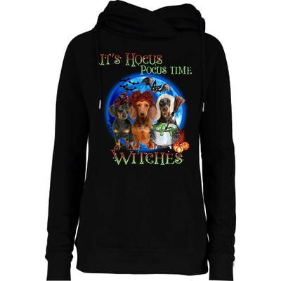 It's Hocus Pocus Time Witches Dachshund Halloween Design Womens Funnel Neck Pullover Hood