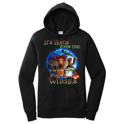 It's Hocus Pocus Time Witches Dachshund Halloween Design Women's Pullover Hoodie