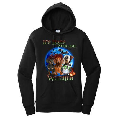 It's Hocus Pocus Time Witches Dachshund Halloween Design Women's Pullover Hoodie