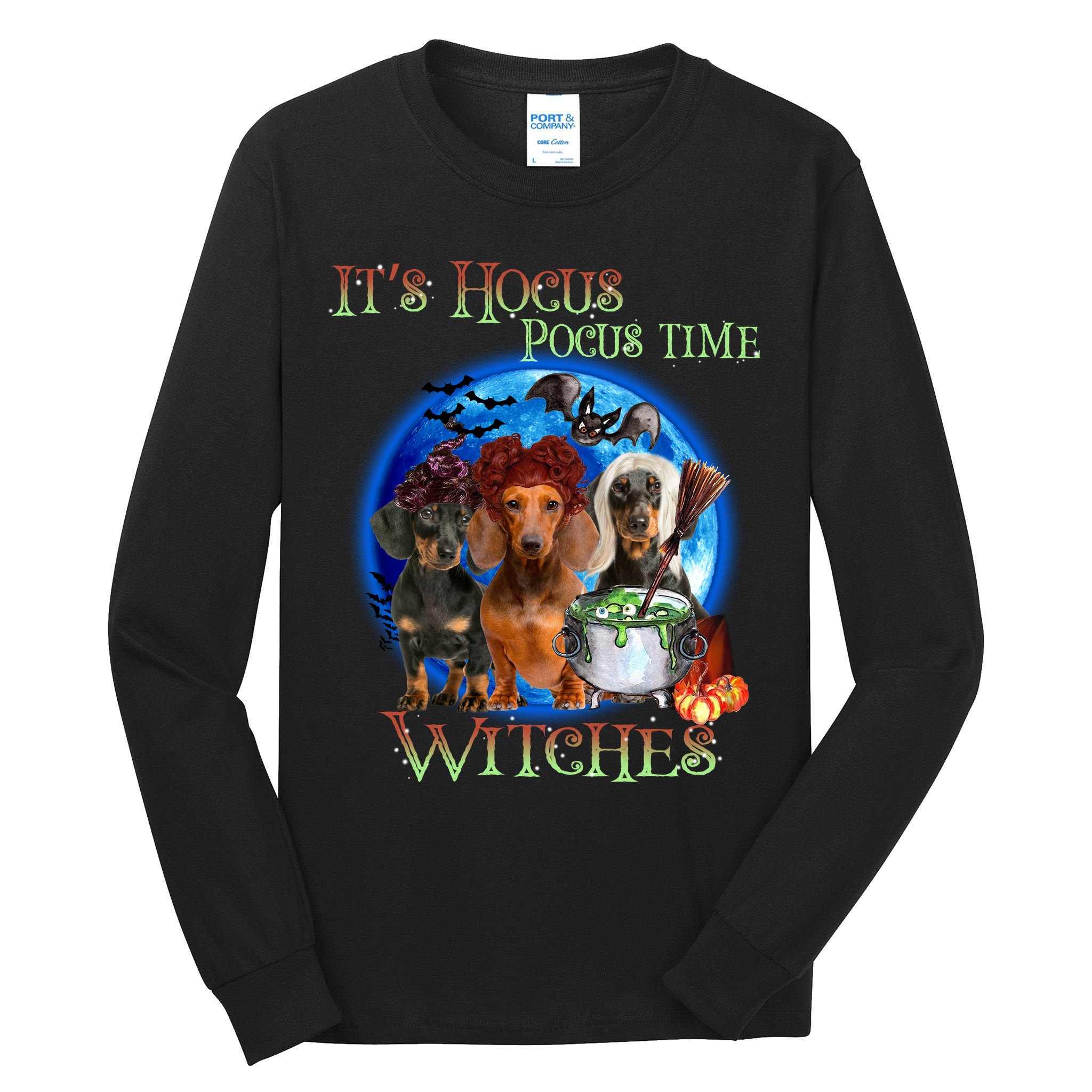 It's Hocus Pocus Time Witches Dachshund Halloween Design Tall Long Sleeve T-Shirt