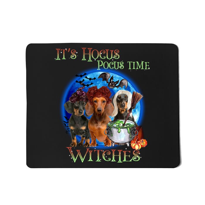 It's Hocus Pocus Time Witches Dachshund Halloween Design Mousepad