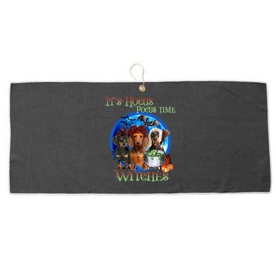 It's Hocus Pocus Time Witches Dachshund Halloween Design Large Microfiber Waffle Golf Towel