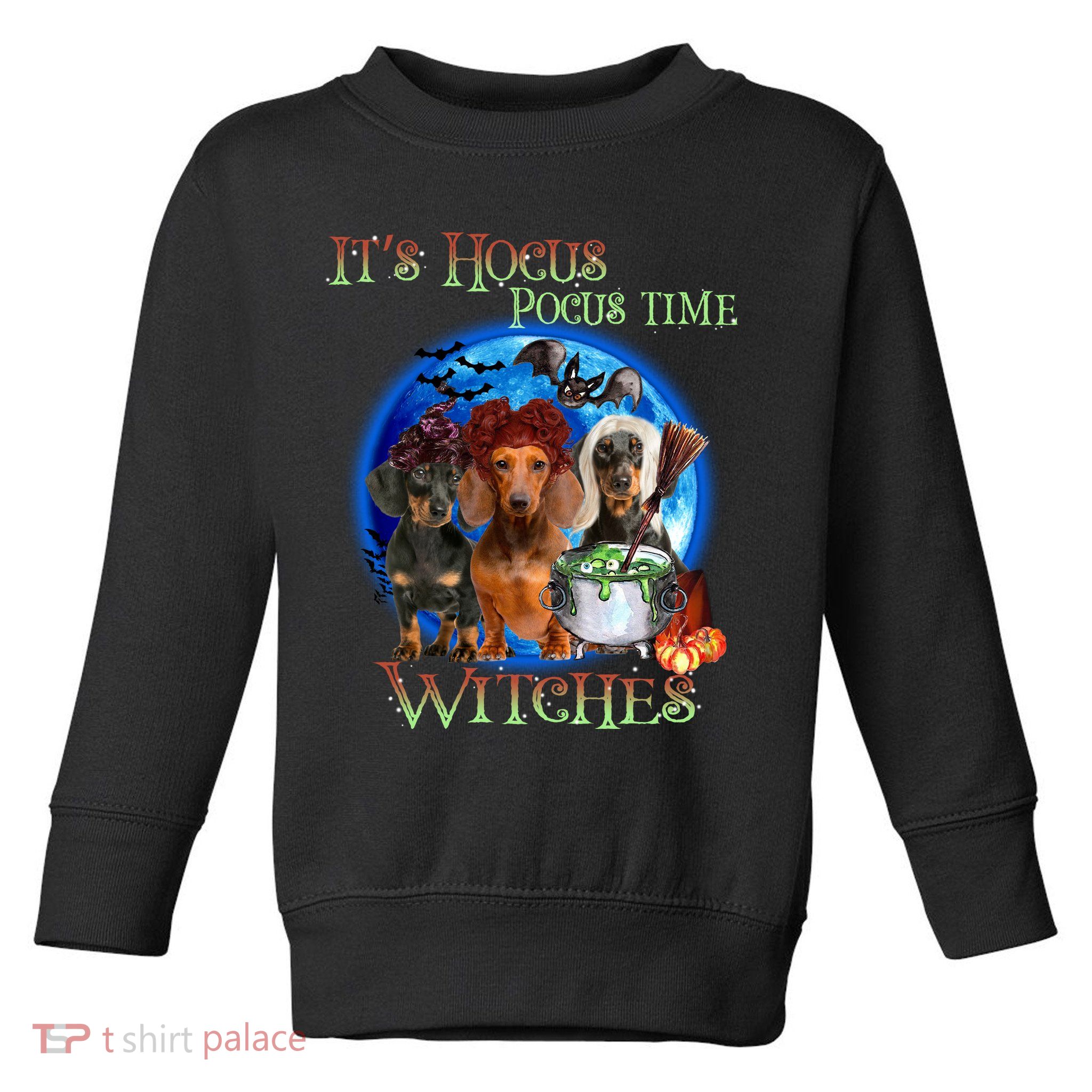 It's Hocus Pocus Time Witches Dachshund Halloween Design Toddler Sweatshirt
