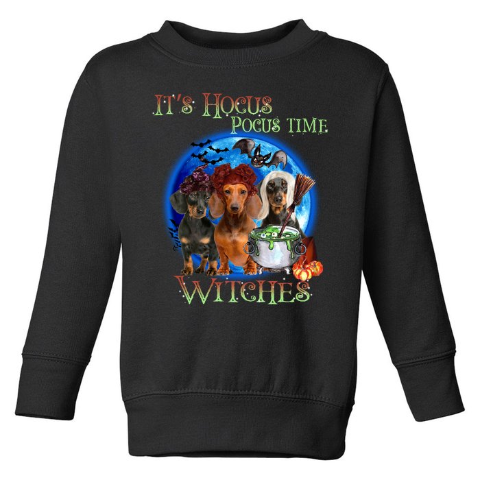 It's Hocus Pocus Time Witches Dachshund Halloween Design Toddler Sweatshirt