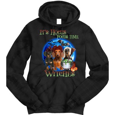 It's Hocus Pocus Time Witches Dachshund Halloween Design Tie Dye Hoodie