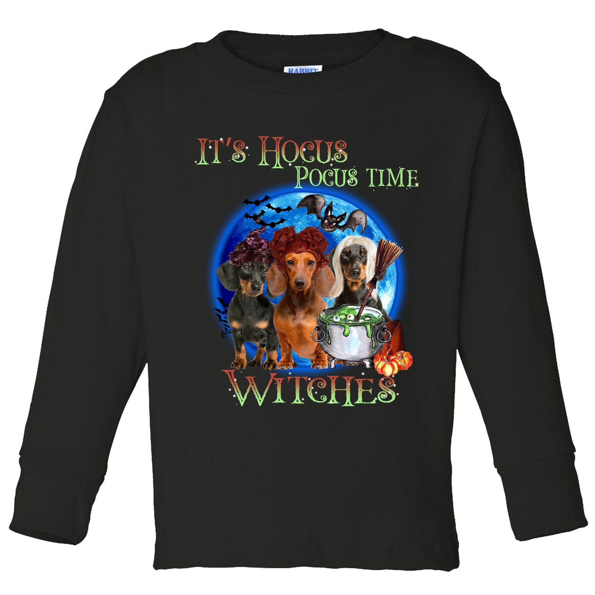 It's Hocus Pocus Time Witches Dachshund Halloween Design Toddler Long Sleeve Shirt