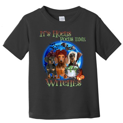 It's Hocus Pocus Time Witches Dachshund Halloween Design Toddler T-Shirt