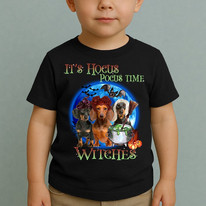 It's Hocus Pocus Time Witches Dachshund Halloween Design Toddler T-Shirt