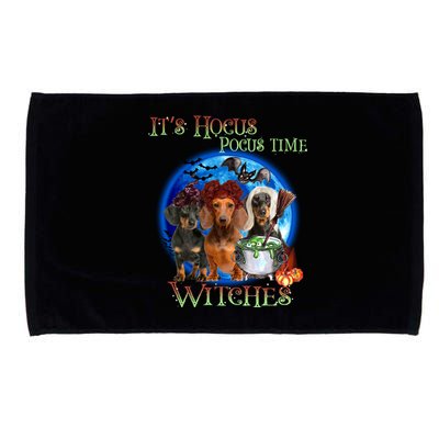 It's Hocus Pocus Time Witches Dachshund Halloween Design Microfiber Hand Towel