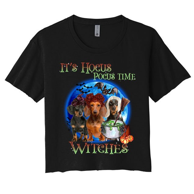 It's Hocus Pocus Time Witches Dachshund Halloween Design Crop Top