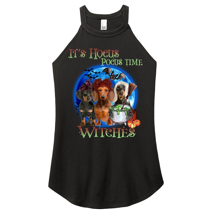 It's Hocus Pocus Time Witches Dachshund Halloween Design Women's Perfect Tri Rocker Tank