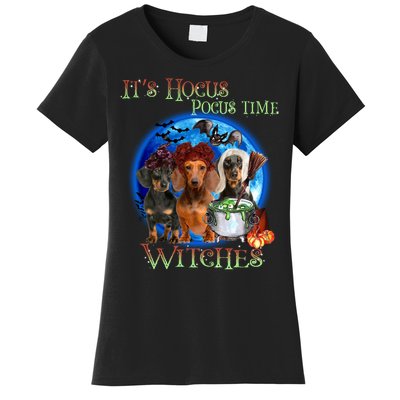 It's Hocus Pocus Time Witches Dachshund Halloween Design Women's T-Shirt