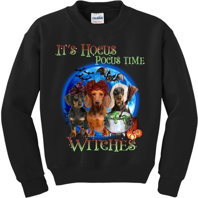 It's Hocus Pocus Time Witches Dachshund Halloween Design Kids Sweatshirt