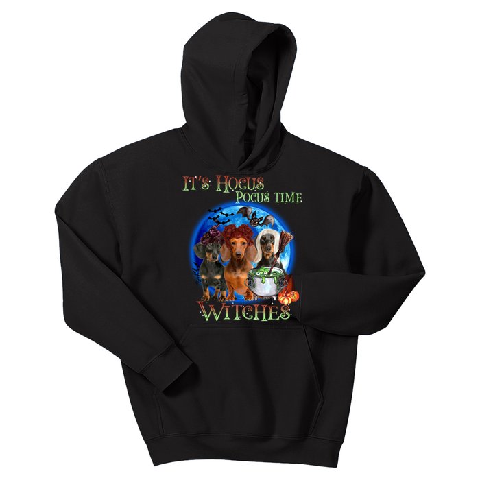 It's Hocus Pocus Time Witches Dachshund Halloween Design Kids Hoodie