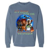 It's Hocus Pocus Time Witches Dachshund Halloween Design Garment-Dyed Sweatshirt