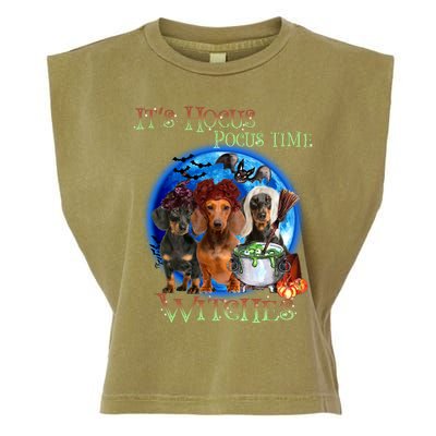 It's Hocus Pocus Time Witches Dachshund Halloween Design Garment-Dyed Women's Muscle Tee