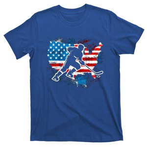 Ice Hockey Player Usa Country Flag Us Puck United States Funny Gift T-Shirt