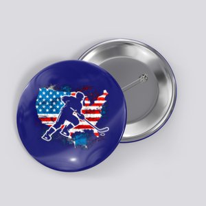 Ice Hockey Player Usa Country Flag Us Puck United States Funny Gift Button