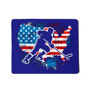 Ice Hockey Player Usa Country Flag Us Puck United States Funny Gift Mousepad