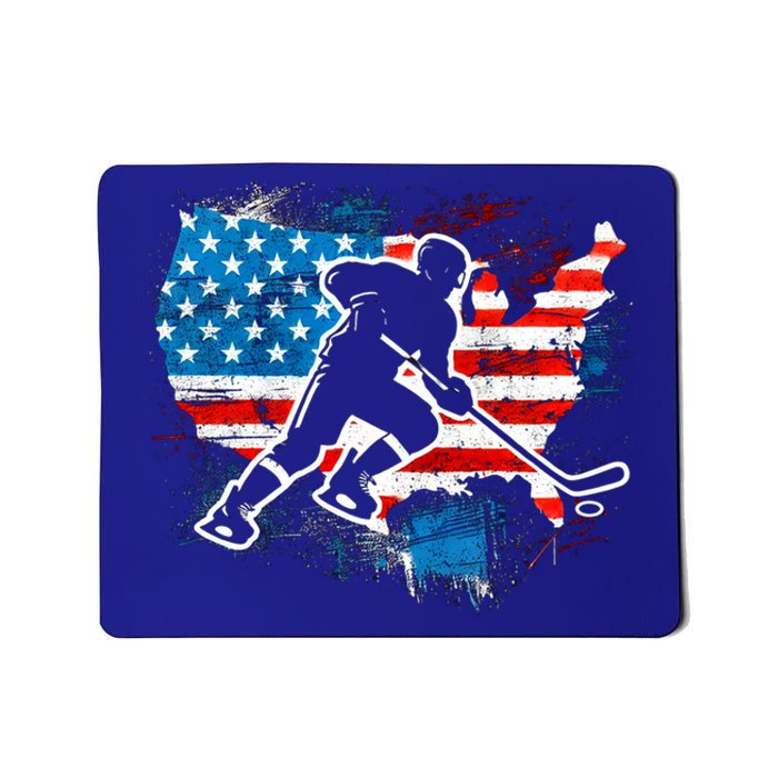 Ice Hockey Player Usa Country Flag Us Puck United States Funny Gift Mousepad