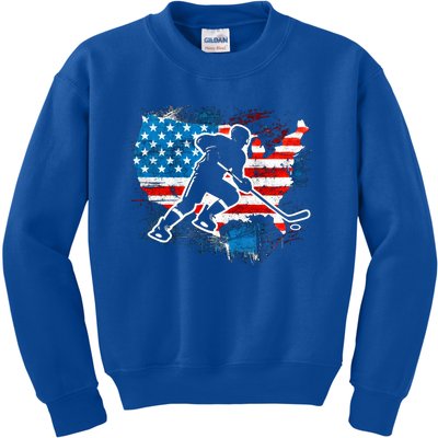 Ice Hockey Player Usa Country Flag Us Puck United States Funny Gift Kids Sweatshirt