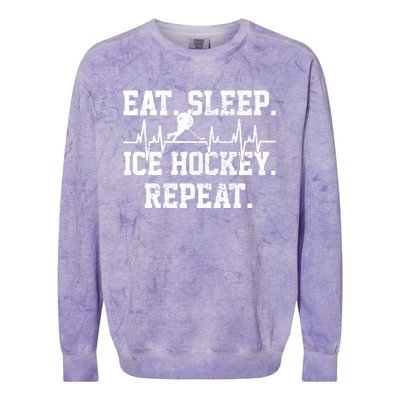 Ice Hockey Player Vintage Heartbeat Meaningful Gift Colorblast Crewneck Sweatshirt