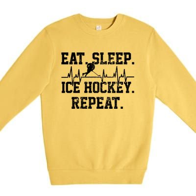 Ice Hockey Player Vintage Heartbeat Meaningful Gift Premium Crewneck Sweatshirt