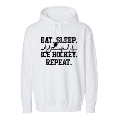 Ice Hockey Player Vintage Heartbeat Meaningful Gift Garment-Dyed Fleece Hoodie