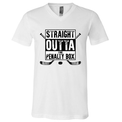 Ice Hockey Player Gift Straight Outta The Penalty Box V-Neck T-Shirt