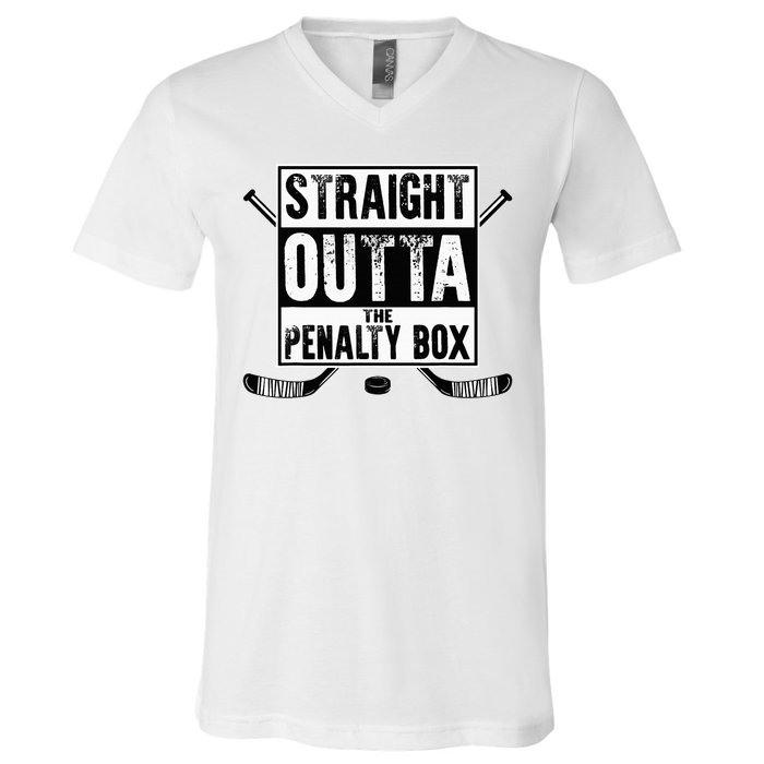 Ice Hockey Player Gift Straight Outta The Penalty Box V-Neck T-Shirt