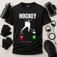 Ice Hockey Puck Hockeyplayer Player Cooling Performance Crew T-Shirt