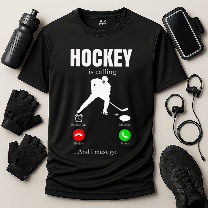 Ice Hockey Puck Hockeyplayer Player Cooling Performance Crew T-Shirt