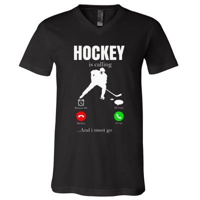Ice Hockey Puck Hockeyplayer Player V-Neck T-Shirt