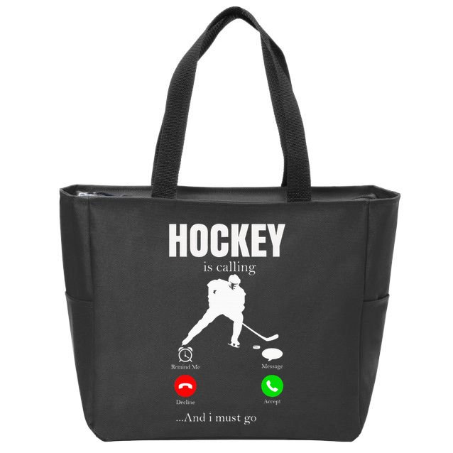 Ice Hockey Puck Hockeyplayer Player Zip Tote Bag