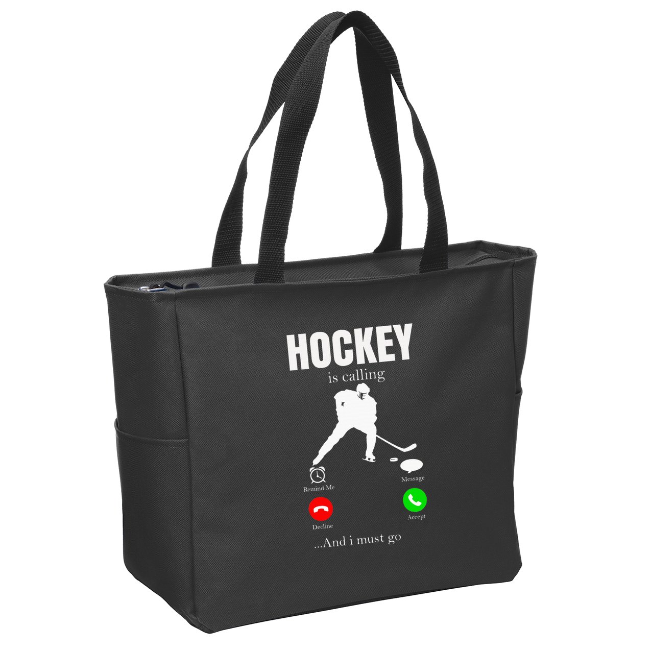 Ice Hockey Puck Hockeyplayer Player Zip Tote Bag