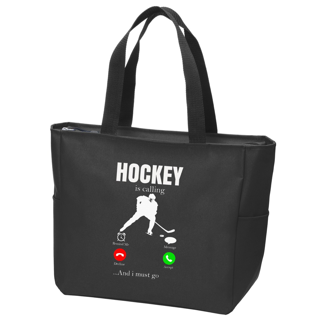 Ice Hockey Puck Hockeyplayer Player Zip Tote Bag