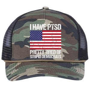 I Have Ptsd Pretty Tired Of Stupid Democrats Retro Rope Trucker Hat Cap