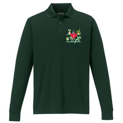 I Heart Plants Performance Long Sleeve Polo