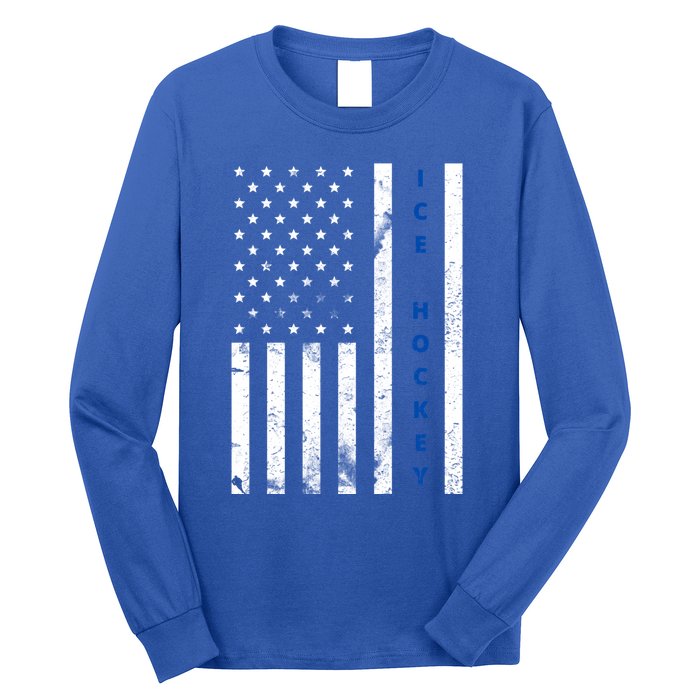 Ice Hockey Proud Usa Flag Vintage Ice Hockey Gift Long Sleeve Shirt