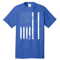 Ice Hockey Proud Usa Flag Vintage Ice Hockey Gift Tall T-Shirt