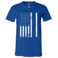 Ice Hockey Proud Usa Flag Vintage Ice Hockey Gift V-Neck T-Shirt